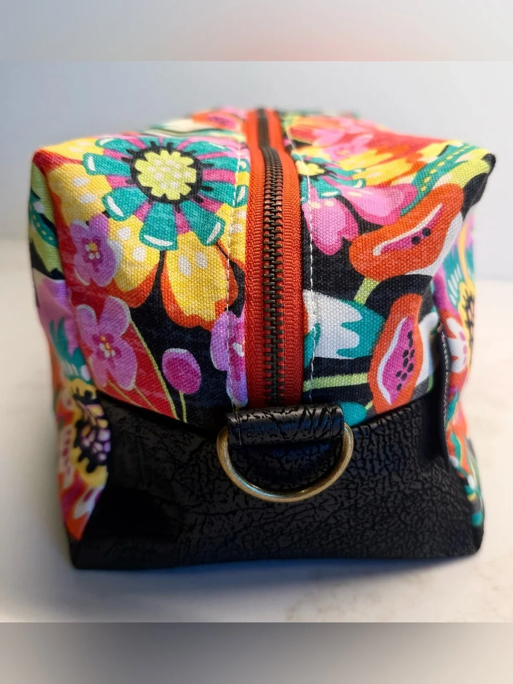 Rebekah Scott Designs Retired Terra Cube Floral Travel Cosmetic Makeup Bag